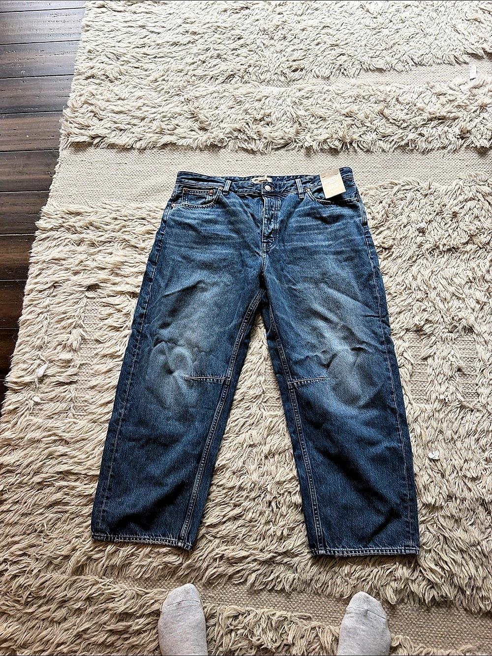 Madewell The Darted Barrel-Leg Jean Barrel-Leg Jeans in Blue Waist 32 NWT